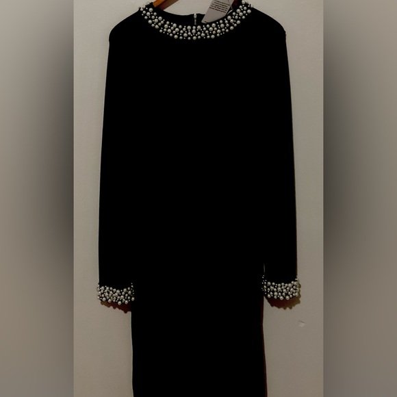 NWT Black Velvet and Pearl Dress - Picture 1 of 3
